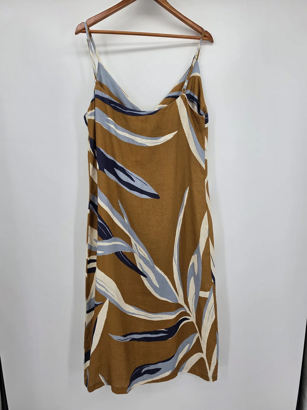 Cala de la Cruz Linen Tent Neutal Midi Dress Womens Xl Nwt - Picture 2 of 8
